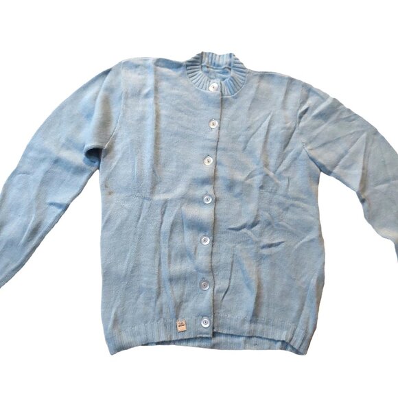 Vintage 1940s -1950s Powder Blue Long Sleeve Cardigan Sweater - Picture 3 of 9